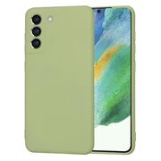 Husa pentru  Samsung Galaxy S21 FE Liquid Silicone, subțire, captusita cu microfibra, anti amprentă, protectie cameră foto, verde