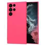 Husa pentru  Samsung Galaxy S22 Ultra 5G Liquid Silicone, subțire, captusita cu microfibra, anti amprentă, protectie cameră foto, fucsia