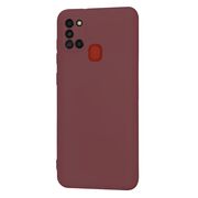 Husa pentru Samsung Galaxy A21s Liquid Silicone, subțire, captusita cu microfibra, anti amprentă, protectie cameră foto, bordeaux