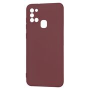 Husa pentru Samsung Galaxy A21s Liquid Silicone, subțire, captusita cu microfibra, anti amprentă, protectie cameră foto, bordeaux