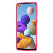 Husa pentru Samsung Galaxy A21s Liquid Silicone, subțire, captusita cu microfibra, anti amprentă, protectie cameră foto, fucsia