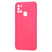 Husa pentru Samsung Galaxy A21s Liquid Silicone, subțire, captusita cu microfibra, anti amprentă, protectie cameră foto, fucsia