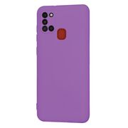 Husa pentru Samsung Galaxy A21s Liquid Silicone, subțire, captusita cu microfibra, anti amprentă, protectie cameră foto, mov