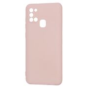 Husa pentru Samsung Galaxy A21s Liquid Silicone, subțire, captusita cu microfibra, anti amprentă, protectie cameră foto, roz inchis