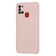Husa pentru Samsung Galaxy A21s Liquid Silicone, subțire, captusita cu microfibra, anti amprentă, protectie cameră foto, roz inchis