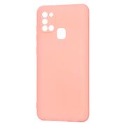 Husa pentru Samsung Galaxy A21s Liquid Silicone, subțire, captusita cu microfibra, anti amprentă, protectie cameră foto, roz