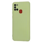 Husa pentru Samsung Galaxy A21s Liquid Silicone, subțire, captusita cu microfibra, anti amprentă, protectie cameră foto, verde