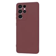 Husa pentru Samsung Galaxy S21 Ultra Liquid Silicone, subțire, captusita cu microfibra, anti amprentă, protectie cameră foto, bordeaux