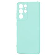 Husa pentru Samsung Galaxy S21 Ultra Liquid Silicone, subțire, captusita cu microfibra, anti amprentă, protectie cameră foto, turcoaz