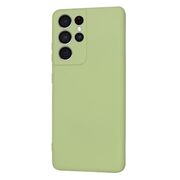 Husa pentru Samsung Galaxy S21 Ultra Liquid Silicone, subțire, captusita cu microfibra, anti amprentă, protectie cameră foto, verde