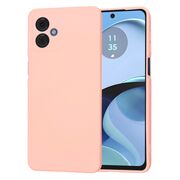 Husa pentru  Motorola Moto G14 Liquid Silicone, subțire, captusita cu microfibra, anti amprentă, protectie cameră foto, roz