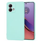 Husa pentru  Motorola Moto G84 Liquid Silicone, subțire, captusita cu microfibra, anti amprentă, protectie cameră foto, turcoaz