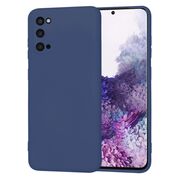 Husa pentru  Samsung Galaxy S20 Liquid Silicone, subțire, captusita cu microfibra, anti amprentă, protectie cameră foto, albastru