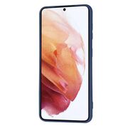 Husa pentru Samsung Galaxy S21  Liquid Silicone, subțire, captusita cu microfibra, anti amprentă, protectie cameră foto, albastru