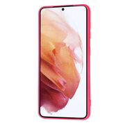 Husa pentru Samsung Galaxy S21  Liquid Silicone, subțire, captusita cu microfibra, anti amprentă, protectie cameră foto, fucsia