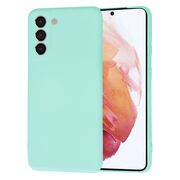 Husa pentru Samsung Galaxy S21  Liquid Silicone, subțire, captusita cu microfibra, anti amprentă, protectie cameră foto, turcoaz