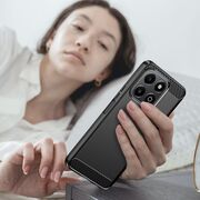 Husa pentru Honor X6b Carbon Liquid Silicone, negru