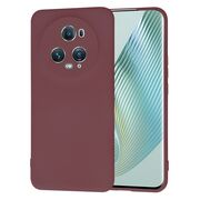 Husa pentru  Honor Magic 5 Pro Liquid Silicone, subțire, captusita cu microfibra, anti amprentă, protectie cameră foto, bordeaux