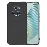 Husa pentru  Honor Magic 5 Pro Liquid Silicone, subțire, captusita cu microfibra, anti amprentă, protectie cameră foto, negru