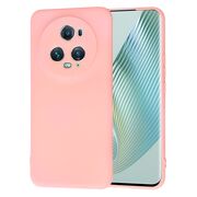 Husa pentru  Honor Magic 5 Pro Liquid Silicone, subțire, captusita cu microfibra, anti amprentă, protectie cameră foto, roz