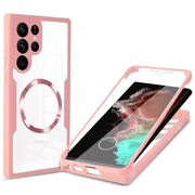 Pachet 360: Husa cu folie integrata pentru  Samsung Galaxy S22 Ultra 5G cu MagSafe Cover360 fata / spate - roz