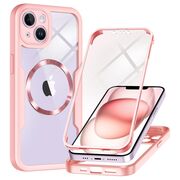 Pachet 360: Husa cu folie integrata pentru  iPhone 13 cu MagSafe Cover360 fata / spate - roz