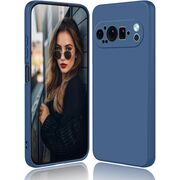 Husa pentru  Google Pixel 9 Pro XL Liquid Silicone, subțire, captusita cu microfibra, anti amprentă, protectie cameră foto, albastru