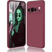 Husa pentru  Google Pixel 9 Pro Liquid Silicone, subțire, captusita cu microfibra, anti amprentă, protectie cameră foto, bordeaux
