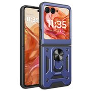 Husa pentru  Motorola Razr 50 Ring Armor Kickstand Tough Rugged Cover cu protectie camera, albastru