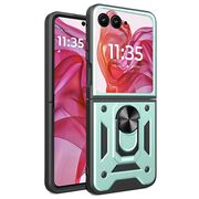 Husa pentru  Motorola Razr 50 Ultra Ring Armor Kickstand Tough Rugged Cover cu protectie camera, verde