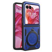 Husa pentru  Motorola Razr 50 Ultra cu protecție pentru cameră și suport magnetic integrat Ring Shockproof, albastru