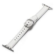 Curea pentru Apple Watch 4, 5, 6, 7, 8, 9, SE, SE2, Ultra, Ultra 2 (38/40/41mm) Leather Slim - alb