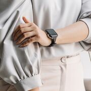 Curea pentru Apple Watch 4, 5, 6, 7, 8, 9, SE, SE2, Ultra, Ultra 2 (38/40/41mm) Leather Slim - negru intens