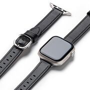 Curea pentru Apple Watch 4, 5, 6, 7, 8, 9, SE, SE2, Ultra, Ultra 2 (38/40/41mm) Leather Slim - negru