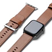 Curea pentru Apple Watch 4, 5, 6, 7, 8, 9, SE, SE2, Ultra, Ultra 2 (42/44/45/49mm) Leather - maro intens