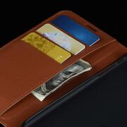 Husa pentru  Samsung Galaxy S24 tip carte cu inchidere magnetica, compartimente pentru carduri si functie stand, maro