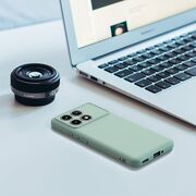 Husa pentru  Poco F6 Pro Liquid Silicone, subțire, captusita cu microfibra, anti amprentă, protectie cameră foto, verde