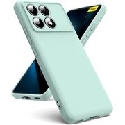 Husa pentru  Poco F6 Pro Liquid Silicone, subțire, captusita cu microfibra, anti amprentă, protectie cameră foto, verde deschis