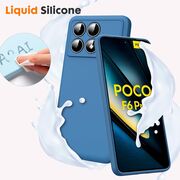 Husa pentru  Poco F6 Pro Liquid Silicone, subțire, captusita cu microfibra, anti amprentă, protectie cameră foto, albastru