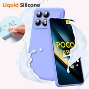 Husa pentru  Poco F6 Pro Liquid Silicone, subțire, captusita cu microfibra, anti amprentă, protectie cameră foto, mov