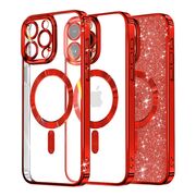 Husa pentru  iPhone 13 Pro cu MagSafe Sparkle Glare Detachable Layer, cu protectie lentile - rosu