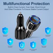 Incarcator auto Universal Fast Charge 60W, Dual Port, 1 x USB QC5.0 30W, 1 x USB Tip-C PD30W, cu detectare inteligenta a incarcarii, iluminat LED, negru