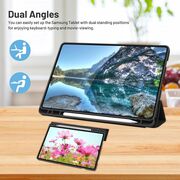 Husa pentru Samsung Galaxy Tab A9 8.7 inch Soft Shell cu functie wake-up/sleep si compartiment pentru stylus, tip stand - negru