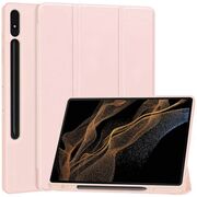 Husa pentru iSamsung Galaxy Tab S8 Ultra usoara si subtire cu functie wake-up/sleep si compartiment pentru stylus, tip stand - roz