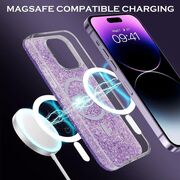 Husa pentru  iPhone 15 Plus MagSafe cu sclipici Liquid Crystal Glitter, albastru