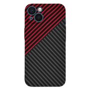 Husa pentru  iPhone 13 CarbonFiber UltraSlim, Lightweight, rosu / negru