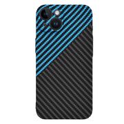 Husa pentru  iPhone 14 CarbonFiber UltraSlim, Lightweight, albastru / negru
