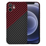 Husa pentru iPhone 12 CarbonFiber UltraSlim, Lightweight, rosu / negru