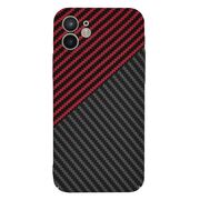 Husa pentru iPhone 12 CarbonFiber UltraSlim, Lightweight, rosu / negru