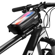 Geanta bicicleta cadru cu husa telefon waterproof WildMan 1L, negru